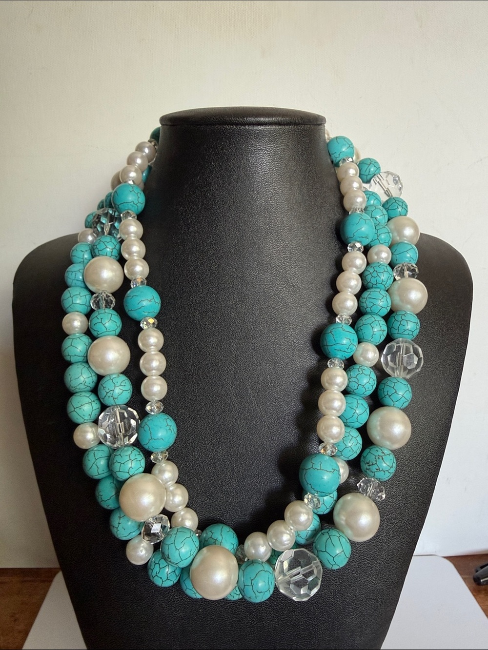 Turquoise and Pearl Multi-Strand Statement Necklace - Women Jewelry